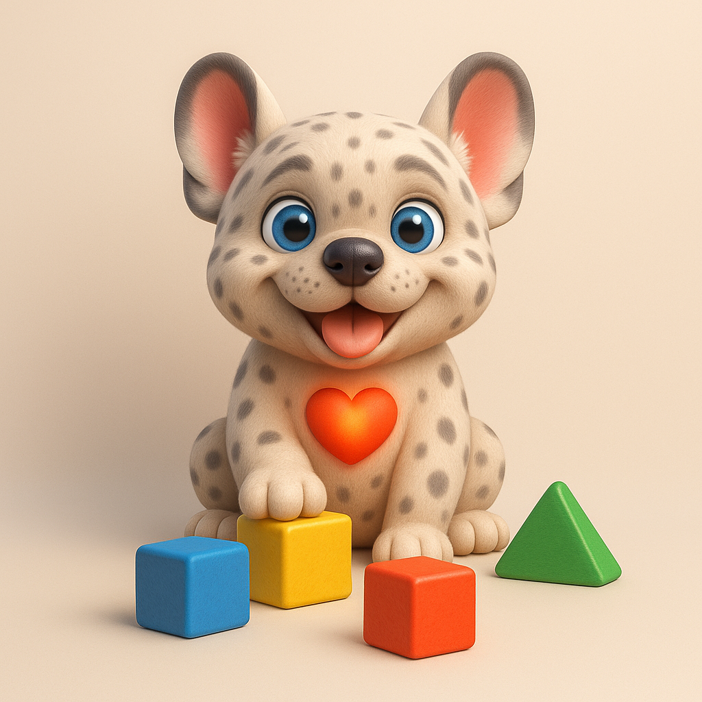 Lupo playing with alphabet blocks