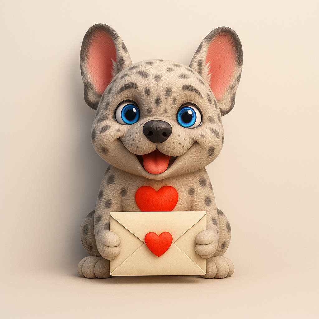 Lupo holding an envelope