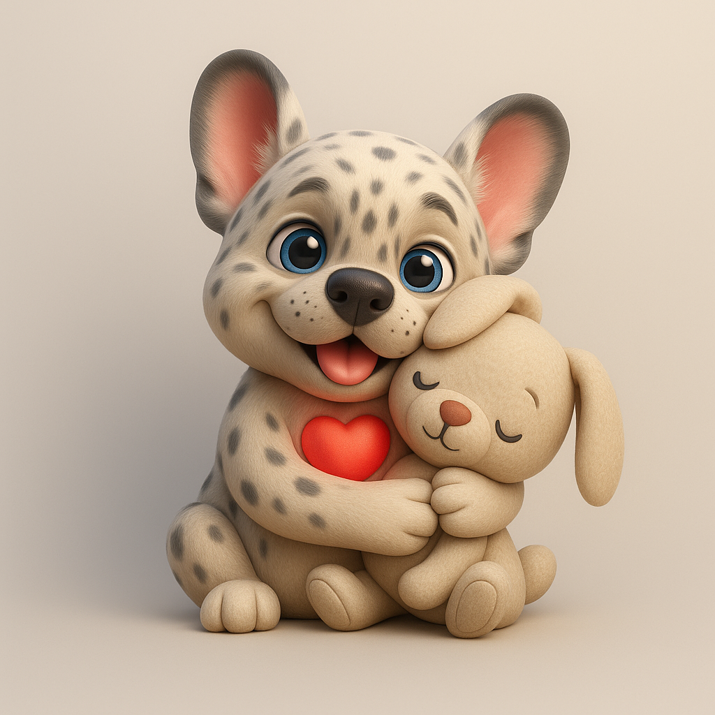 Lupo hugging a plush toy